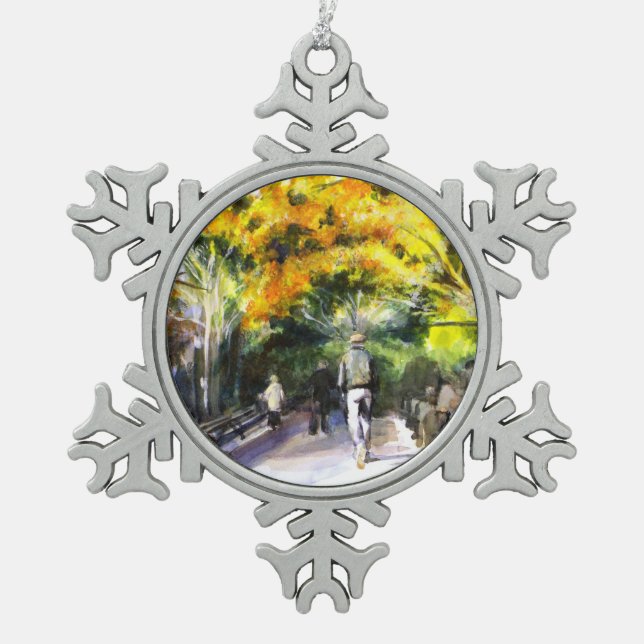 A Walk Through The Park Snowflake Ornament (Front)