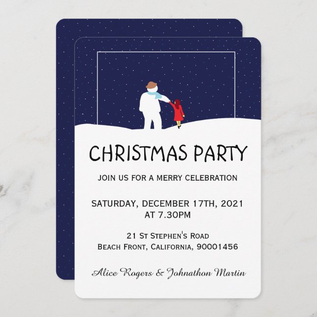 A Walk With Snowman Christmas Party Invitation (Front/Back)