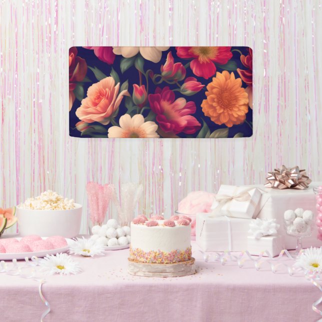 A wallpaper with a floral pattern  banner (Party)