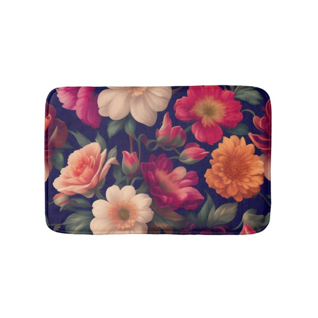 A wallpaper with a floral pattern  bath mat (Front)