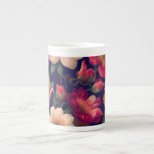 A wallpaper with a floral pattern bone china mug