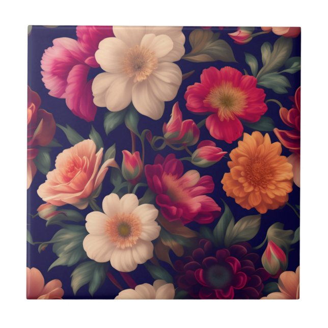 A wallpaper with a floral pattern  ceramic tile (Front)