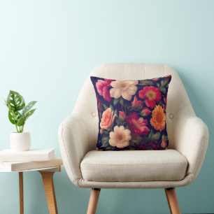 A wallpaper with a floral pattern cushion