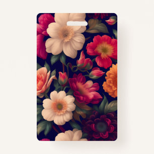 A wallpaper with a floral pattern  ID badge
