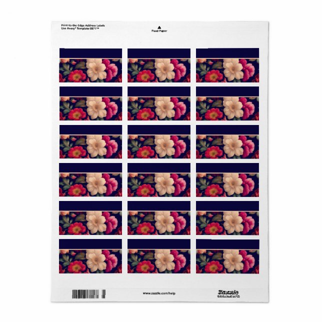 A wallpaper with a floral pattern  label (Full Sheet)