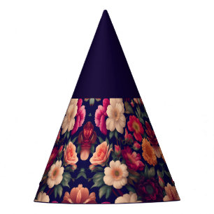 A wallpaper with a floral pattern party hat