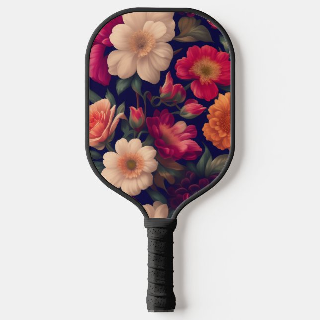 A wallpaper with a floral pattern  pickleball paddle (Front)