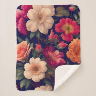 A wallpaper with a floral pattern  sherpa blanket