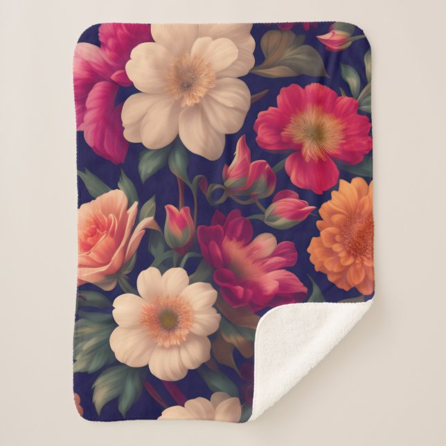 A wallpaper with a floral pattern  sherpa blanket (Front)