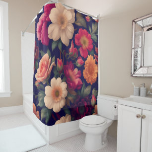 A wallpaper with a floral pattern  shower curtain