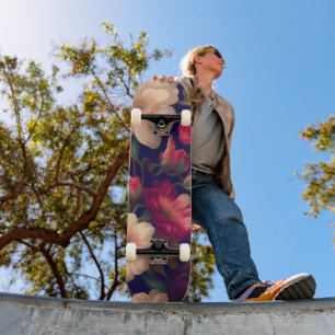 A wallpaper with a floral pattern skateboard