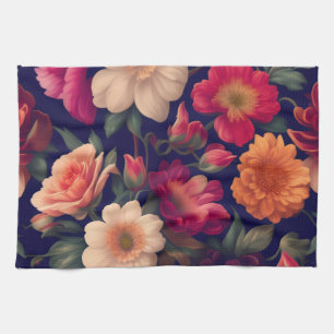 A wallpaper with a floral pattern tea towel