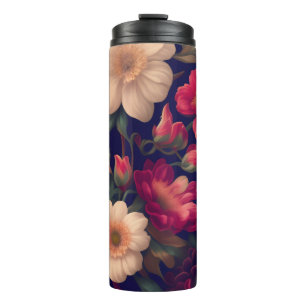 A wallpaper with a floral pattern thermal tumbler