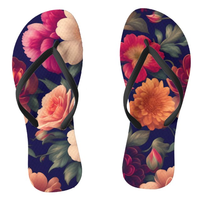 A wallpaper with a floral pattern  thongs (Footbed)