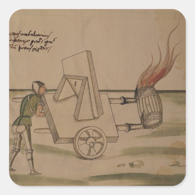 A War Machine, illustration from 'De Machinis' Square Sticker (Front)