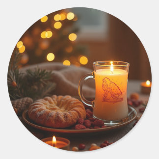 a warm Christmas Classic Round Sticker