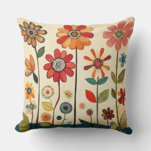 A Warm Terracotta Zinnia Patch Cushion