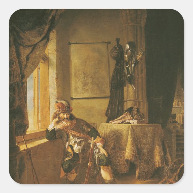 A Warrior in Thought Square Sticker (Front)