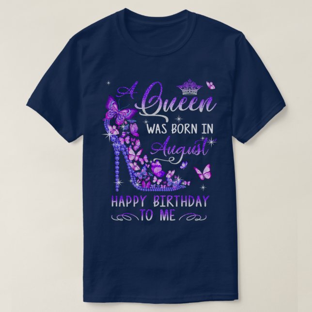 A Was Born In August Cute Birthday Girls Women T-Shirt (Design Front)