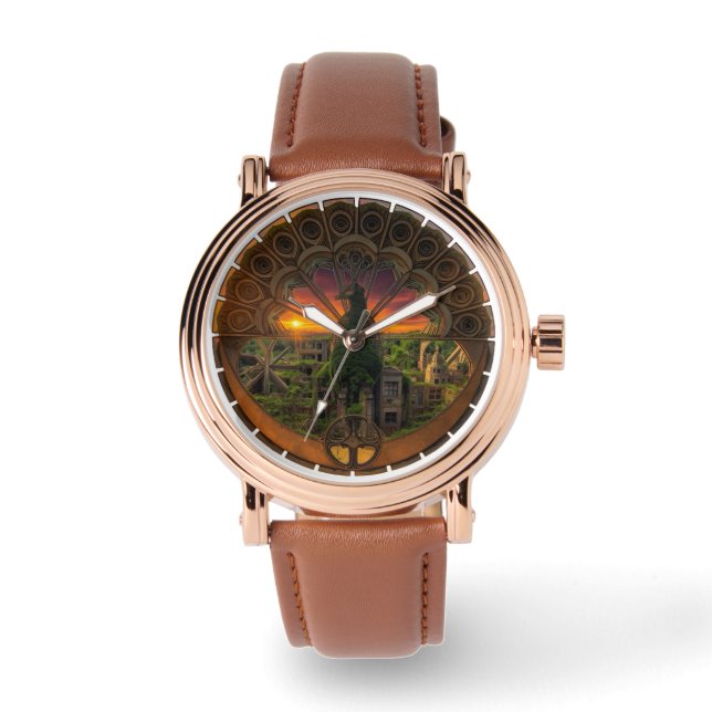 A watch with a peacock symbol inside (Front)