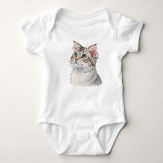 A watercolor American Curl, cat Baby Bodysuit
