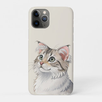 A watercolor American Curl, cat iPhone 11 Pro Case