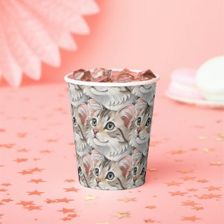 A watercolor American Curl, cat Paper Cups