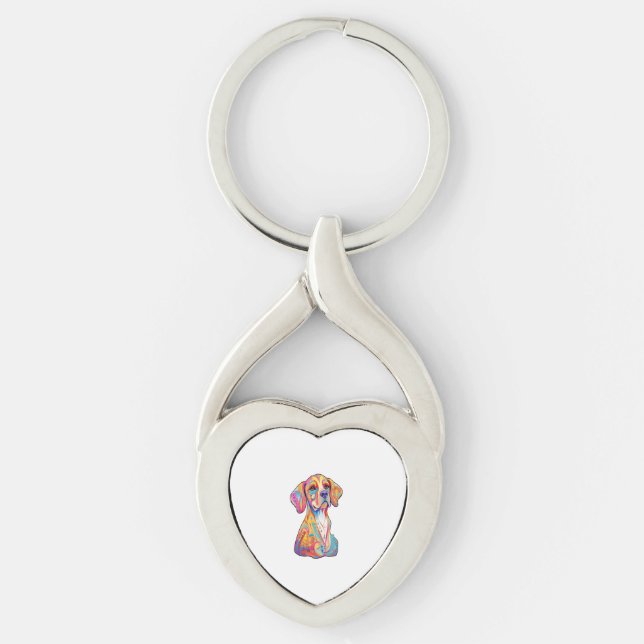 A Watercolor Dog  Key Ring (Front)