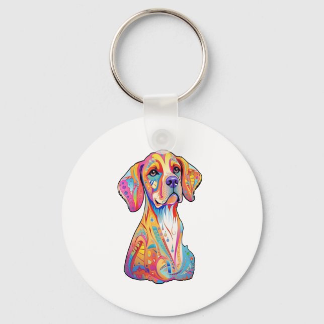 A Watercolor Dog  Key Ring (Front)