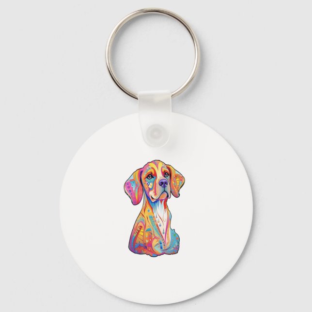 A Watercolor Dog  Key Ring (Front)