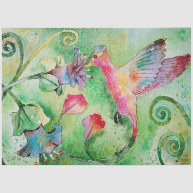 A Watercolor Hummingbird Tissue Paper (Front)