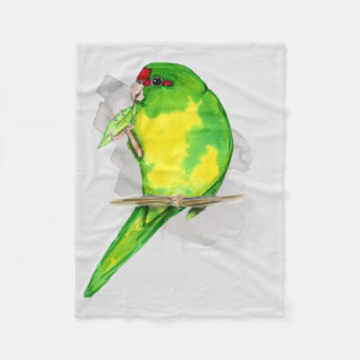 A watercolor of a Red-crowned parakeet Fleece Blanket
