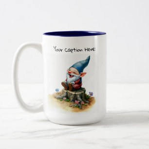 A Watercolor Painting of a Cute Gnome Two-Tone Coffee Mug