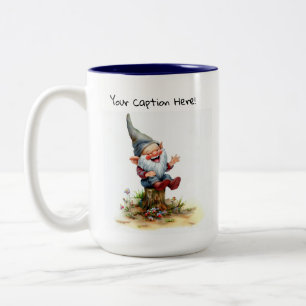 A Watercolor Painting of a Cute Gnome Two-Tone Coffee Mug