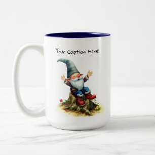 A Watercolor Painting of a Cute Gnome Two-Tone Coffee Mug
