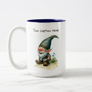 A Watercolor Painting of a Cute Gnome Two-Tone Coffee Mug