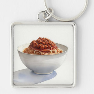 A Watercolor Painting of Spaghetti Bolognese Key Ring