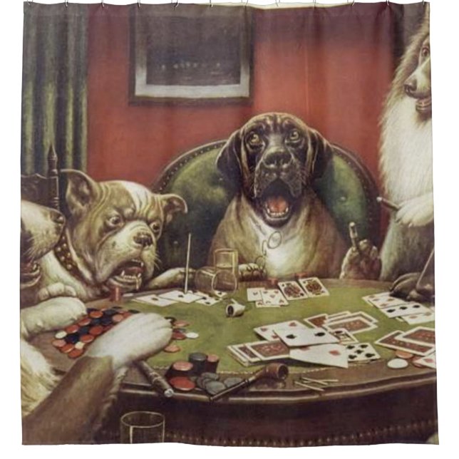 A Waterloo - Dogs Playing Poker - Cassius Coolidge Shower Curtain (Front)