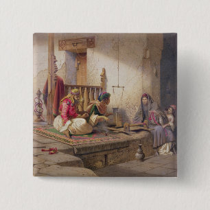 A weaver in Esna, one of 24 illustrations produced 15 Cm Square Badge