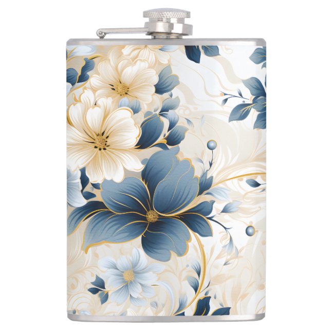 A Wedding Floral Series Design 12 Hip Flask (Front)