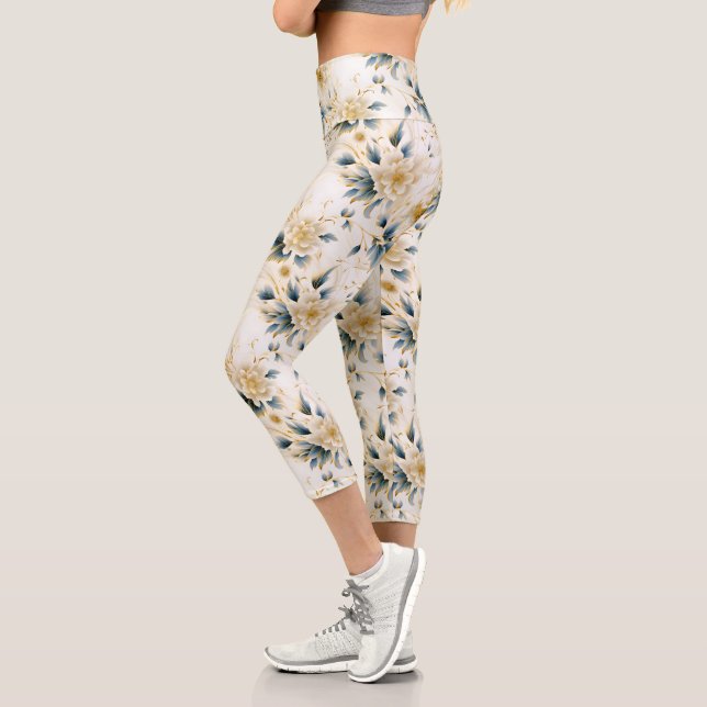 A Wedding Floral Series Design 1 Capri Leggings (Left)