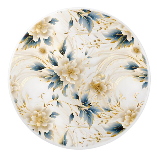 A Wedding Floral Series Design 1 Ceramic Knob (Front)