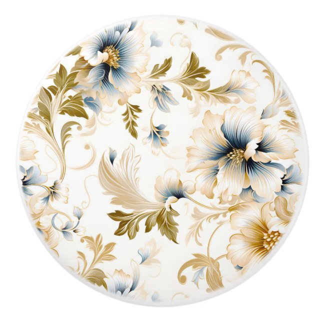 A Wedding Floral Series Design 3 Ceramic Knob (Front)