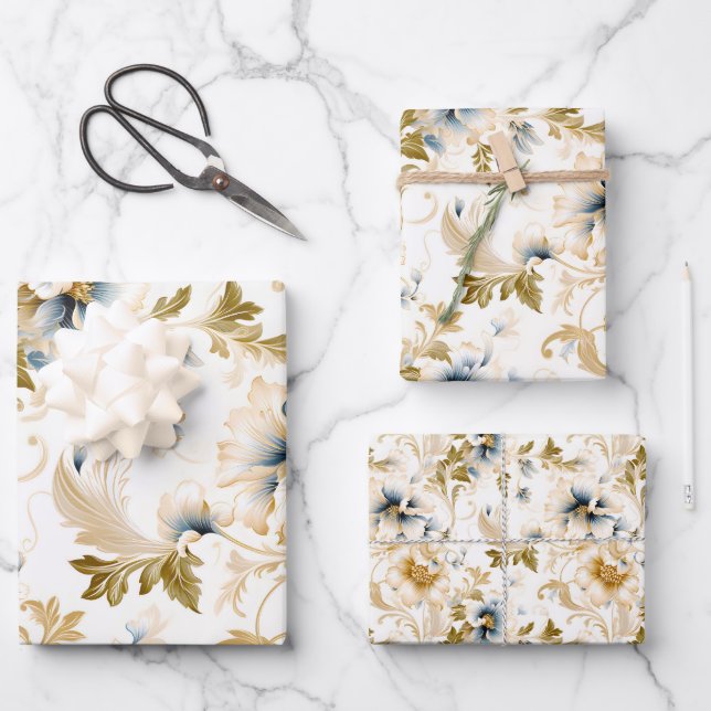 A Wedding Floral Series Design 3 Wrapping Paper Sheet (Front)