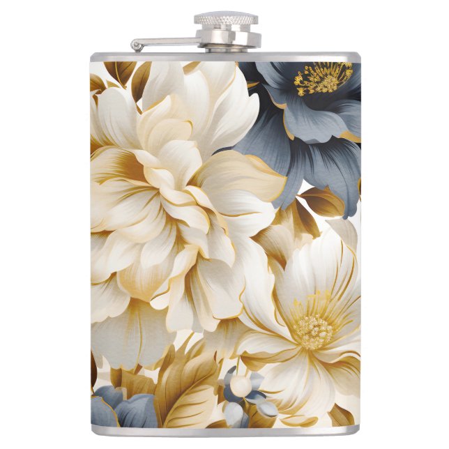 A Wedding Floral Series Design 5 Hip Flask (Front)