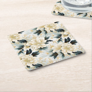 A Wedding Floral Series Design 7 Square Paper Coaster