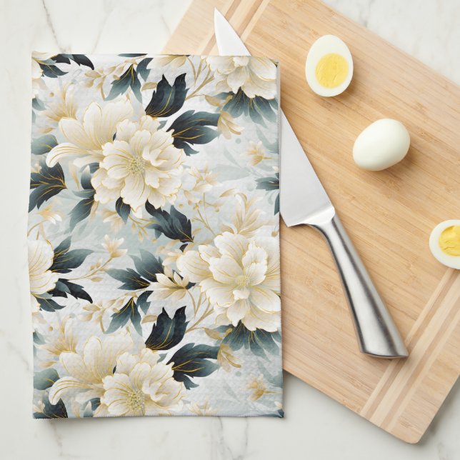 A Wedding Floral Series Design 7 Tea Towel (Quarter Fold)