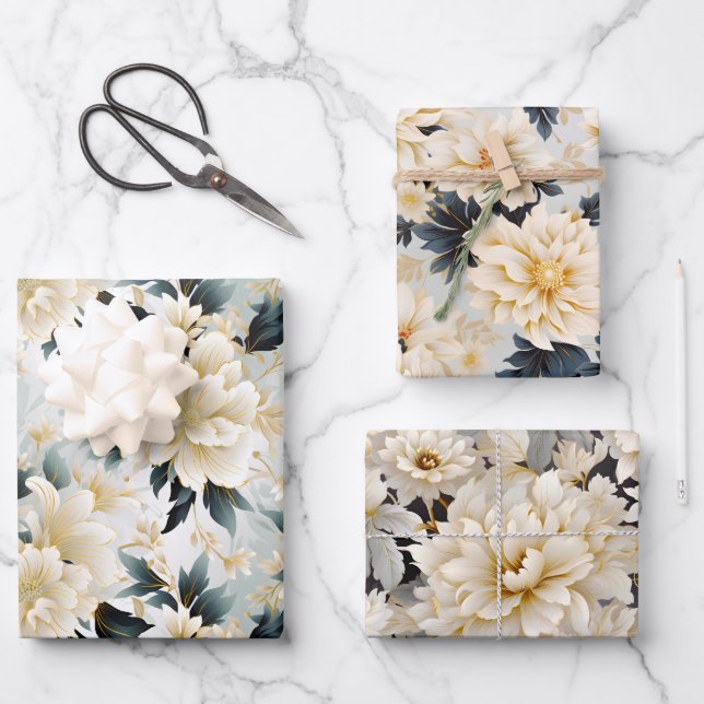 A Wedding Floral Series Design 7 Wrapping Paper Sheet (Front)