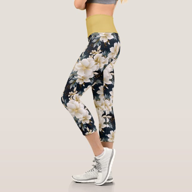 A Wedding Floral Series Design 8 Capri Leggings (Left)