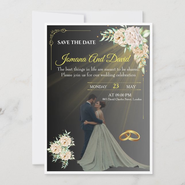 A wedding invitation with a simple yet attractive  (Front)